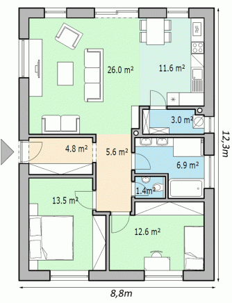 projekt rodinneho domu EKO85